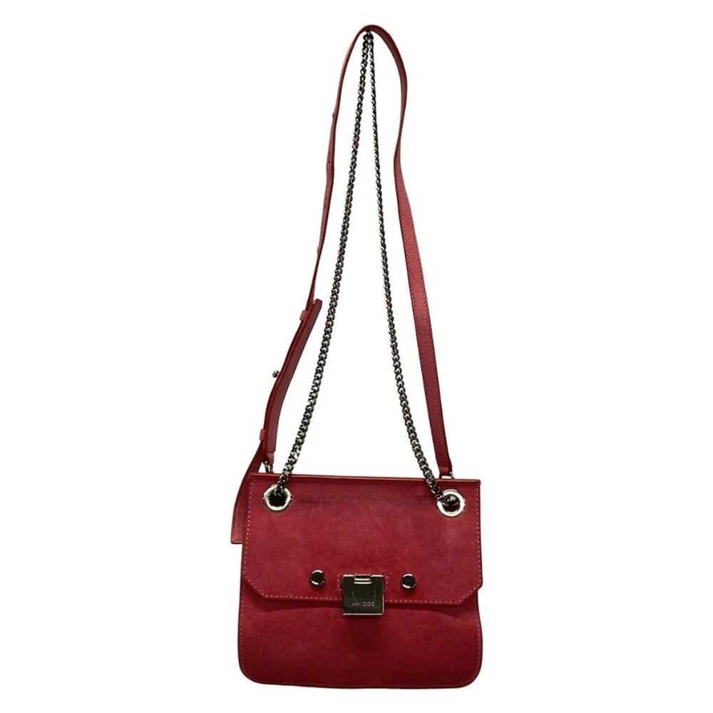 JIMMY CHOO Lever Pink Suede Shoulder Bag